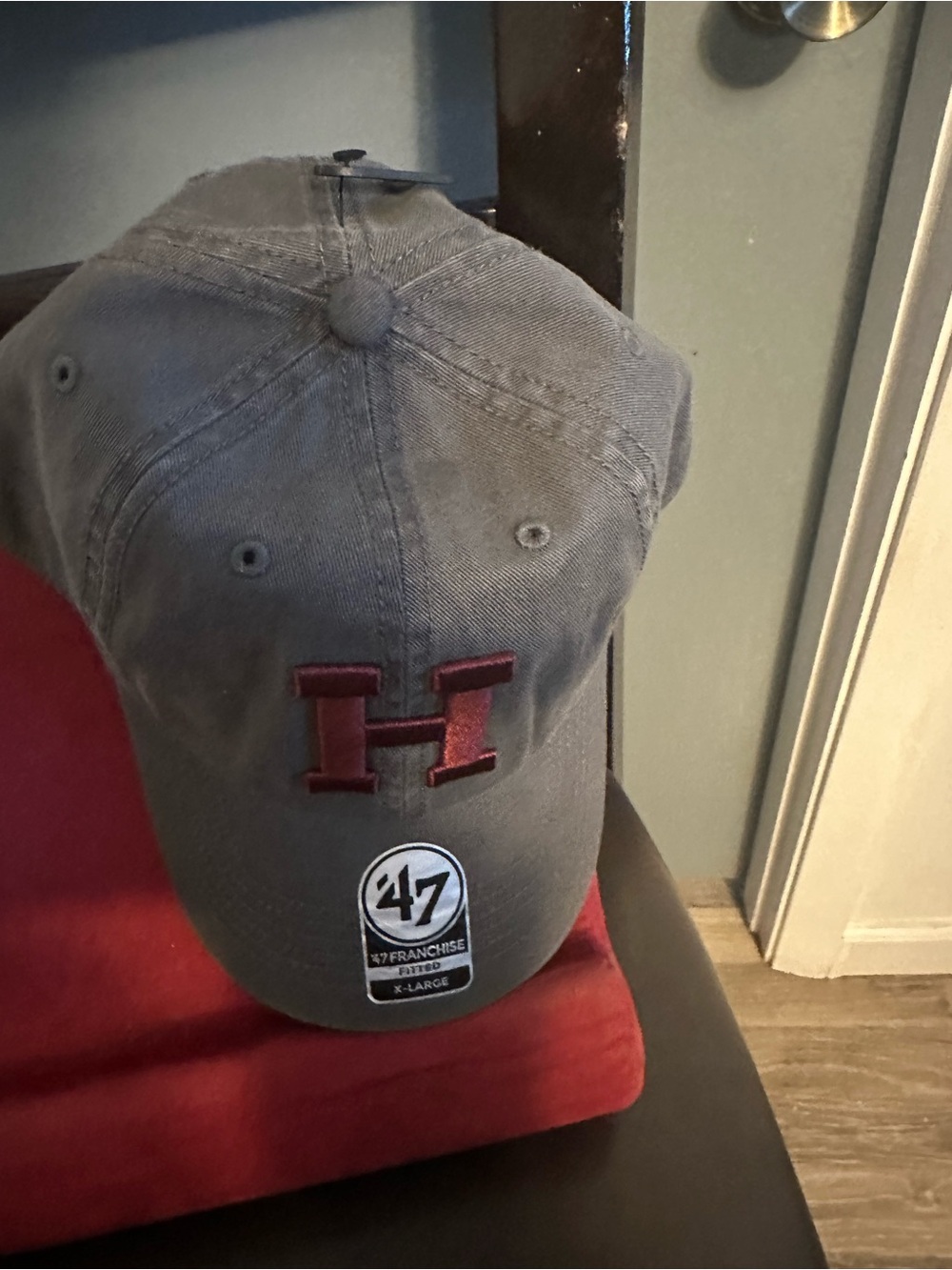 47 Brand Houston Embroidered Gray Cap with Red Logo
